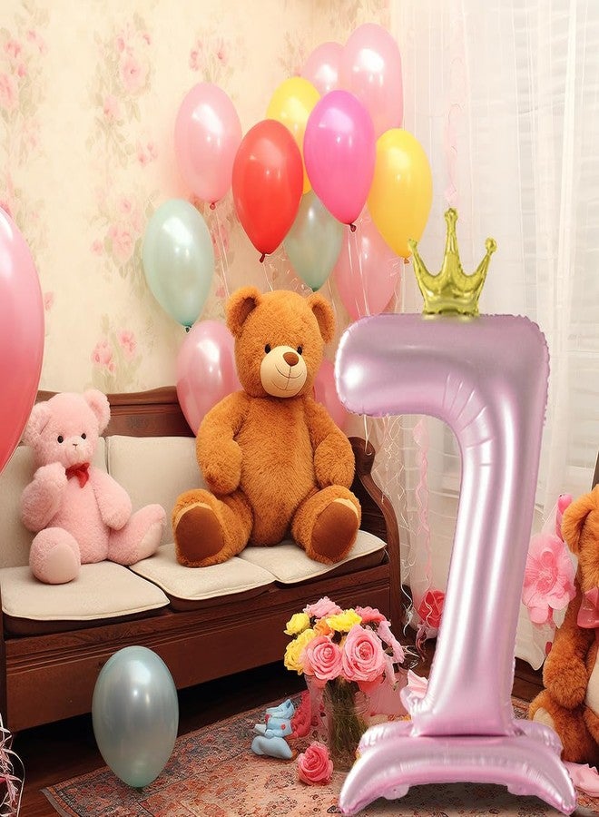 Eoopoon 42 Inch Crown Pink Number Balloon, Number 4 Balloon with Base for Girls 4th Birthday Party Decoration, Anniversary Decor Theme Party Supplies (Pink 4) - Image 4